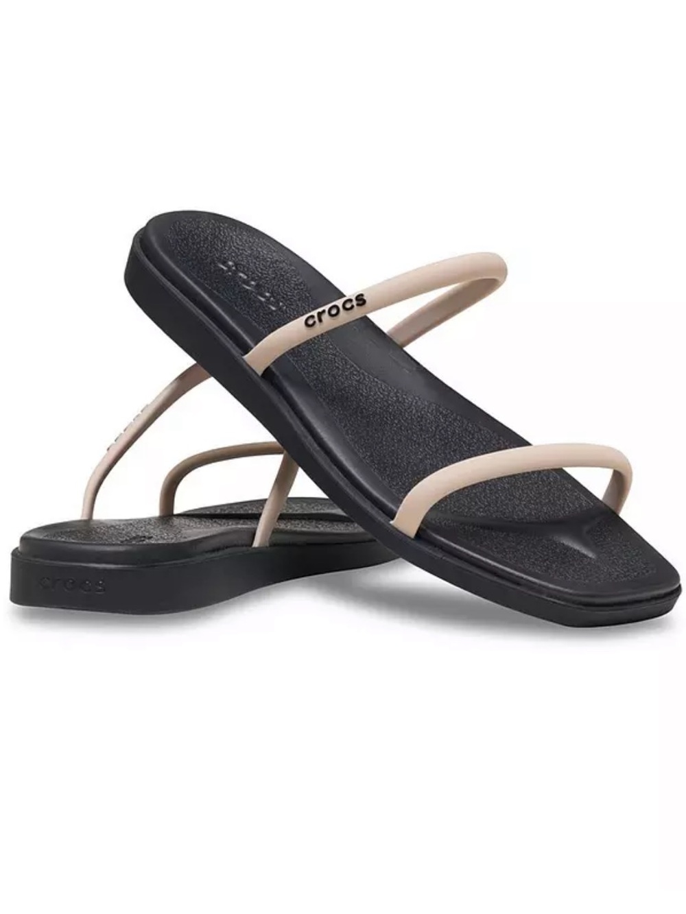 Crocs Women’s Miami Two Straps Two Toned Black & Dulce Beige Sandals 7 - Picture 10 of 11